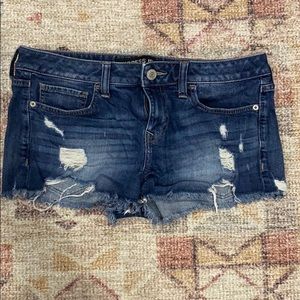 Express distressed denim cutoff shorts